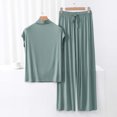 thumbnail image 2 of YUGYXL Womens 2 Piece Outfits Summer Casual Loose Short Sleeve Pullover Tops Wide Leg Pants Lounge Sets Tracksuit Pjs New Mint Green L, 2 of 3