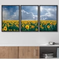 thumbnail image 3 of wall26 Framed Canvas Print Wall Art Set Sunflower Field Under Cloudy Sunny Sky Nature Wilderness Photography Realism Chic Scenic Relax/Calm for Living Room, Bedroom, Office - 24"x36"x3 Blac, 3 of 5