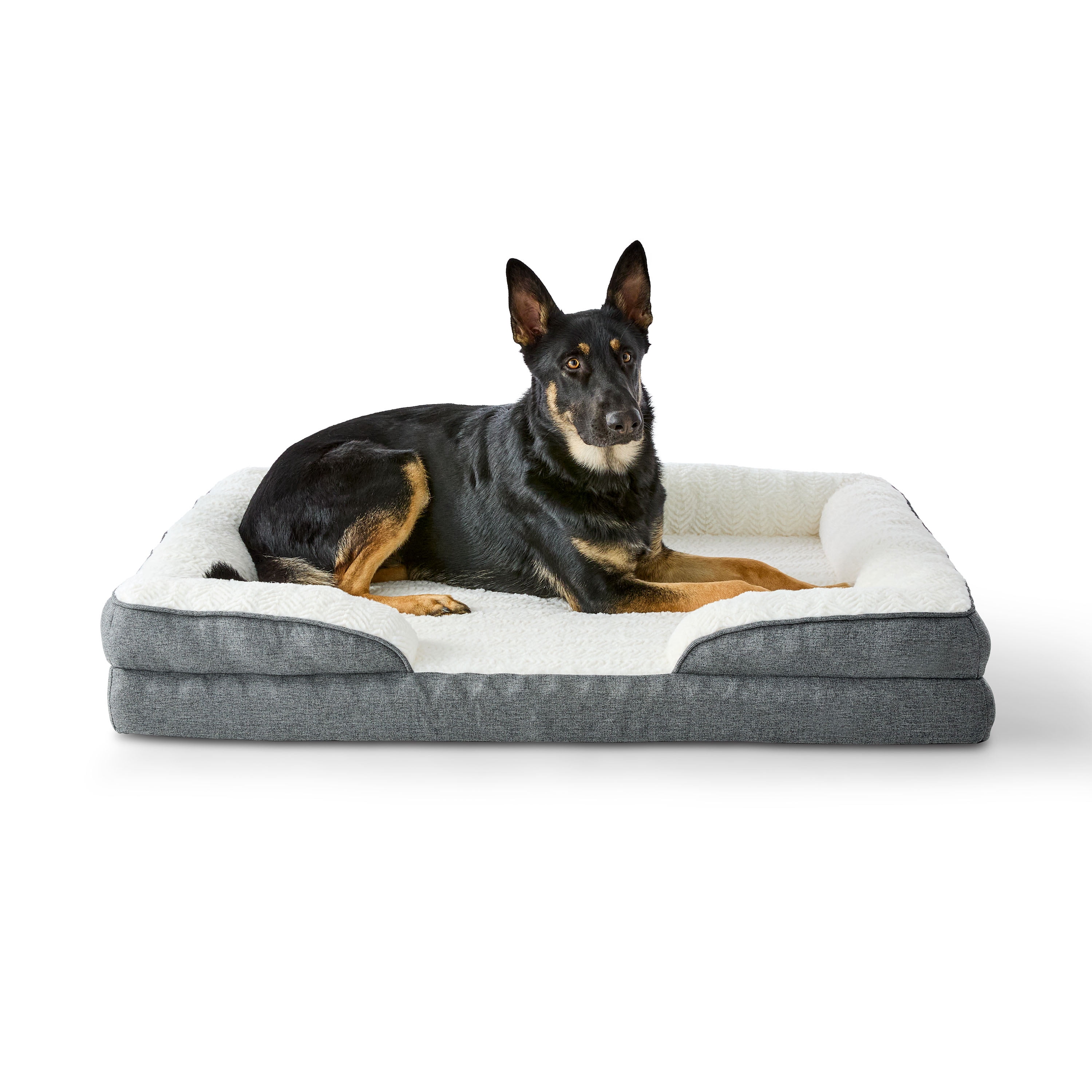Vibrant Life Extra Large Orthopedic Bolster Dog Bed, Gray, 35" x 48"