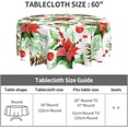 thumbnail image 4 of Round Tablecloth Christmas 60 Inch Winter Watercolor Floral Plant Print Xmas Red Green Decorative Table Cloth with Dust-Proof Wrinkle Resistant Decor for Home Kitchen Dining Room Outdoor Patio, 4 of 6