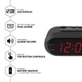 thumbnail image 2 of Sharp Digital Alarm clock - Black case with Red LEDs - Ascending Alarm grows Increasing Louder, gentle Wake Up Experience, Dual Alarm - Battery Back-up, Easy to Use with Simple Operation, 2 of 6