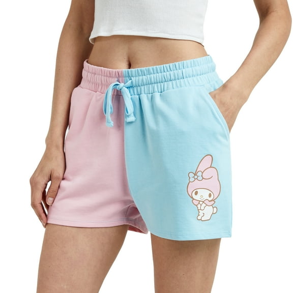 My Melody Character Art Pink & Blue Contrast Women's Sweat Shorts-Medium