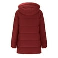 thumbnail image 4 of Maqroz Down Winter Jackets for Women Fleece Lined Knee Length Long Quilted Coats Heavy Coats Zip Up Parka with Zipper Pockets Warm Hooded Thermal Cold Weather Jackets, Red S, 4 of 6