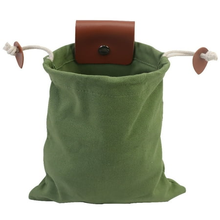 Foraging Bag Mushroom Foraging Pouch Waxed Canvas Collapsible Leather Belt Pouch Outdoor Portable Storage with Drawstring for Hunting Bushcraft Travel Collecting Camping Hiking