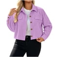 thumbnail image 4 of Maean Women's Corduroy Button down Crop Jackets Fall Dressy Casual Collared Long Sleeve Jacket Outerwear, 4 of 7