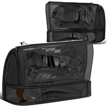 DNA Motoring For 1999-2004 Ford F250 F350 Super Duty Smoked Amber Corner Headlight Lamps Pair