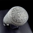 thumbnail image 4 of Anillos redondos de hip hop para hombre, color plata, con circonita cúbica helada, anillo de joyería, 7, plata, 4 of 5