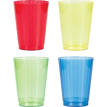 

12 oz. Assorted Colors Fluted Plastic Tumblers 24 Count for 24 Guests