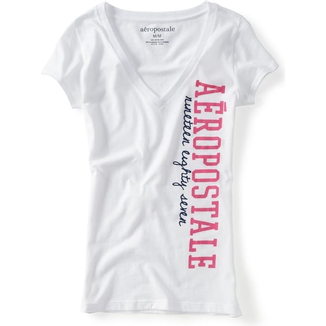 Aeropostale Womens Vert Eighty-seven Graphic Camiseta, Blanco, X-Large Aeropostale Camiseta gráfica