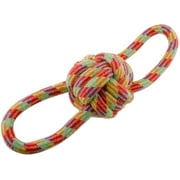 BV La Belle Vie 1-Piece Pet Toy Rope Ball Knot with Double Loops Tug Chew Deluxe - Colors Vary - GMT-10181