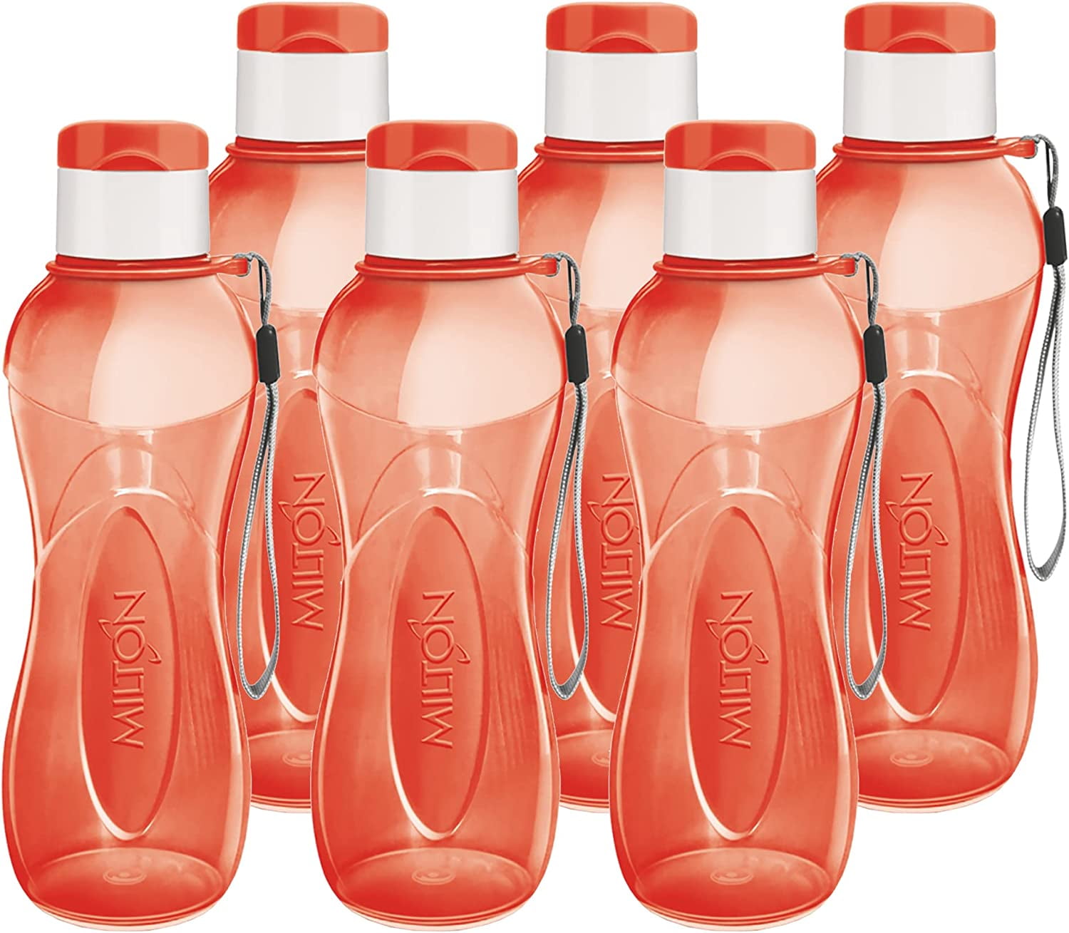 MILTON 6-Pc Reusable Water Bottles Bulk Pack 12 Oz Plastic Bottles with  Caps, Pink