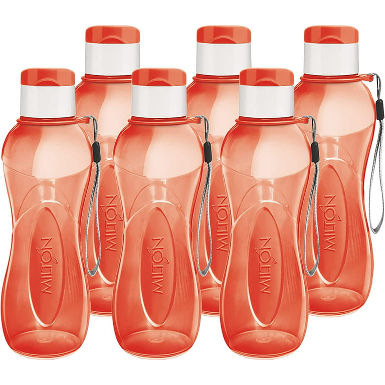 MILTON Water Bottle Kids Reusable Leakproof 12 Oz Plastic Wide Mouth Large  Big Drink Bottle BPA & Leak Free with Handle Strap Carrier for Cycling  Camping Hiking Gym Yoga (Red 6 pack) 