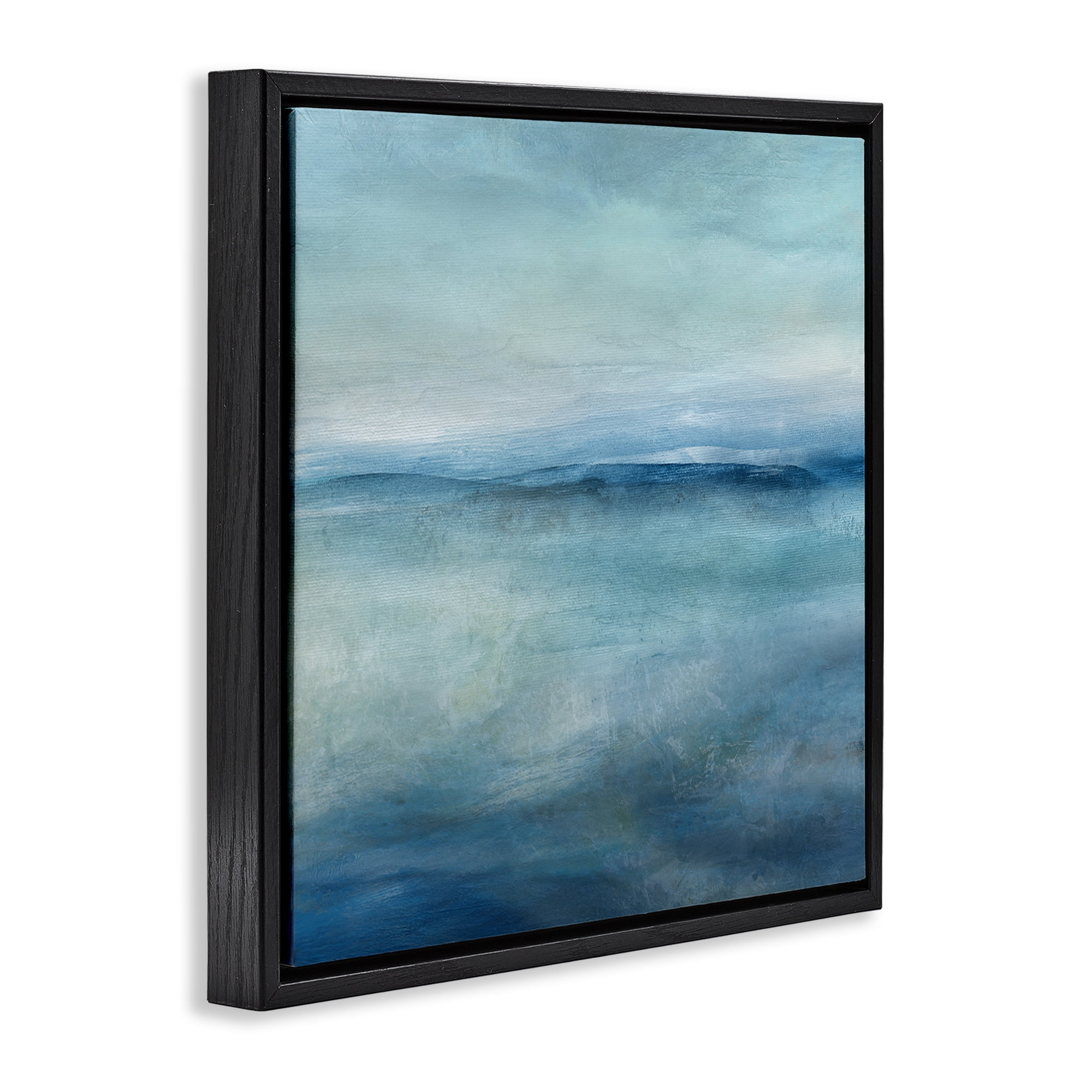 Stupell Industries Misty Blue Coastal Horizon Black Framed Floater Canvas Wall Art, design by Carol Robinson