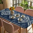 thumbnail image 3 of Navy Blue Table Cloths for 3 Foot Rectangle Tables, Vintage Tribal Abstract Geometric Tie Dye Art Patio Waterproof Elastic Fitted Tablecloths, Washable Rectangular Table Cover for Camping, 3 of 8