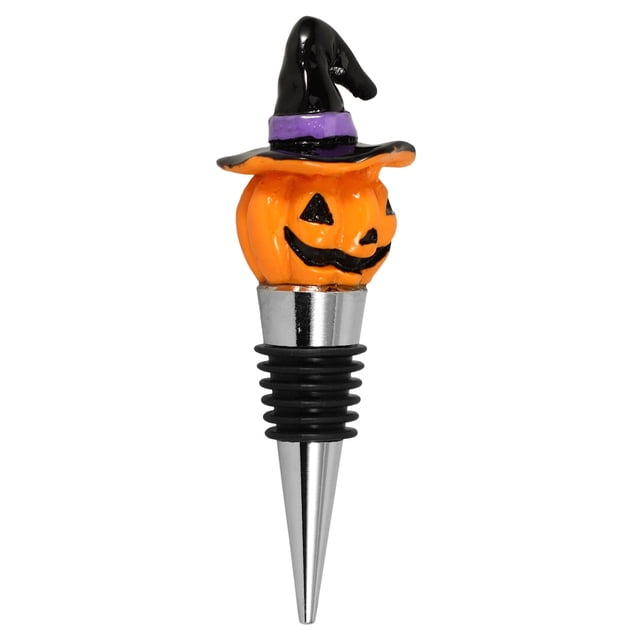 Tapón para botella de vino con forma de sombrero de bruja y calabaza, bonito sellador decorativo de resina para Halloween