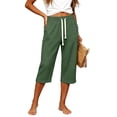 thumbnail image 4 of Women’s Waffle Capirs - Summer Straight Leg Elastic Waist Waist Bottoms - Loose Comfy Beach Vacation Casual Trousers, 4 of 5