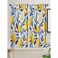 thumbnail image 2 of Bedroom Curtains 63 Inches length, Yellow Lemon Window Treatment Curtain Drapes, Blue Flower Leaves Spring Summer Plant Rod Pocket Curtain Panels for Living Room Kitchen, 42"x63", 2 Panels, 2 of 7