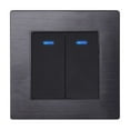 thumbnail image 4 of 1/2/3/4 Gang 1/2 Way On / Off Rocker Key Wall Light Switch With Blue Backlight Socket Black Aluminum Metal Panel ,Easy to Installation, 4 of 6