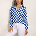 thumbnail image 3 of Kentucky Checkerboard Blue And White Long Sleeve Blouse Woman Streetwear Casual Shirts Summer Oversize Woman Streetwear Clothing Birthday Present, 3 of 7