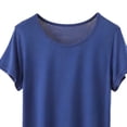 thumbnail image 4 of Sleep Shirts for Women Pajama Tops for Women Modal Round Neck Solid Color Pajamas Top Blue, 4 of 5