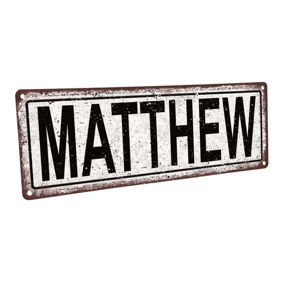 Matthew 4"x12" Metal Sign, Wall Décor for Kids Room and Nursery