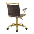thumbnail image 3 of Modway Chaise de Bureau Réglable en Métal Fuse, Similicuir et Or, Dossier à Lanières, Brun, 3 of 10