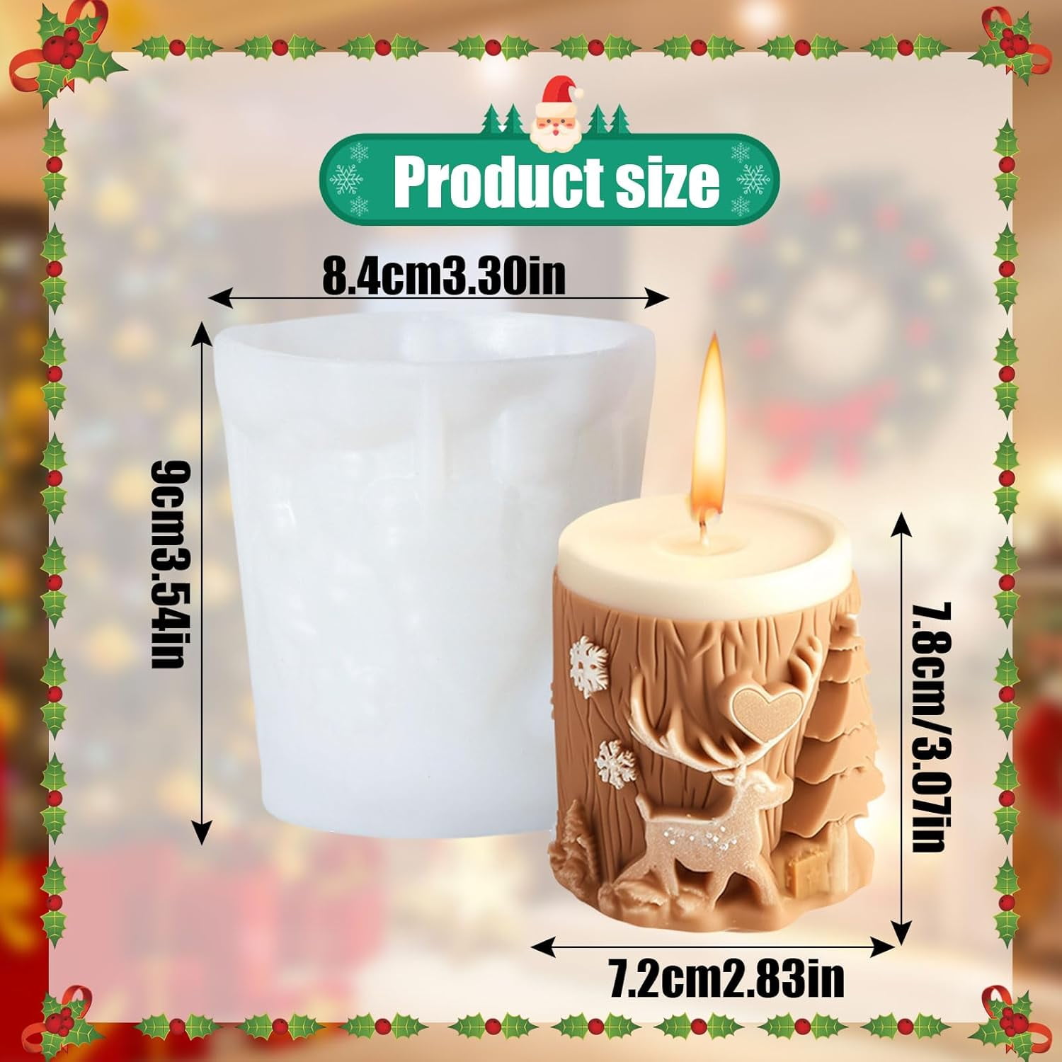ABCISI Elk Candle Moulds for Candle Making, Deer Pattern Pillar Candle Mold, Christmas Reindeer Silicone Mold for Soy Wax Candle, Aromatherapy Candle, Gypsum, Plaster, Home Decor (Elk Molds)