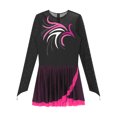 thumbnail image 5 of Jowowha Women Glittery Figure Skating Dresses Rhinestone Mesh Splice Lyrcial Dresses Contemporary Hot Pink L, 5 of 7