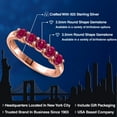 thumbnail image 2 of Gem Stone King 18K Rose Gold Plated Silver Red Created Ruby Wedding-Bands Ring for Women | 1.25 Cttw | Round 3.5MM | Gemstone July Birthstone | Size 5, 2 of 6