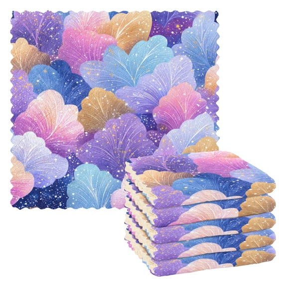 6 Pieces of Kitchen Towels 11x11Inch Kitchen Dish Cloths Kitchen Dish Towels Reuseable Cleaning Cloths Colorful Leaves