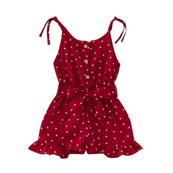 Sngxgn Girl Romper Baby Girls Ruffle Bodysuit Knit Shirt Toddler Girl Jumpsuit Tops(Red,110)