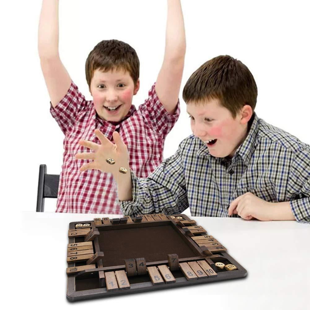Wooden 4 Players Shut The Box Dice Game Classics Tabletop Version