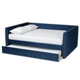 thumbnail image 3 of Bowery Hill Contemporary Velvet Upholstered Full Size Daybed w/ Trundle in Blue, 3 of 6