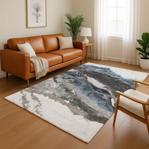 Addison Rugs Mayfield Premium Machine Washable Transitional Abstract Pewter Rectangle Rug, 10' x 14'