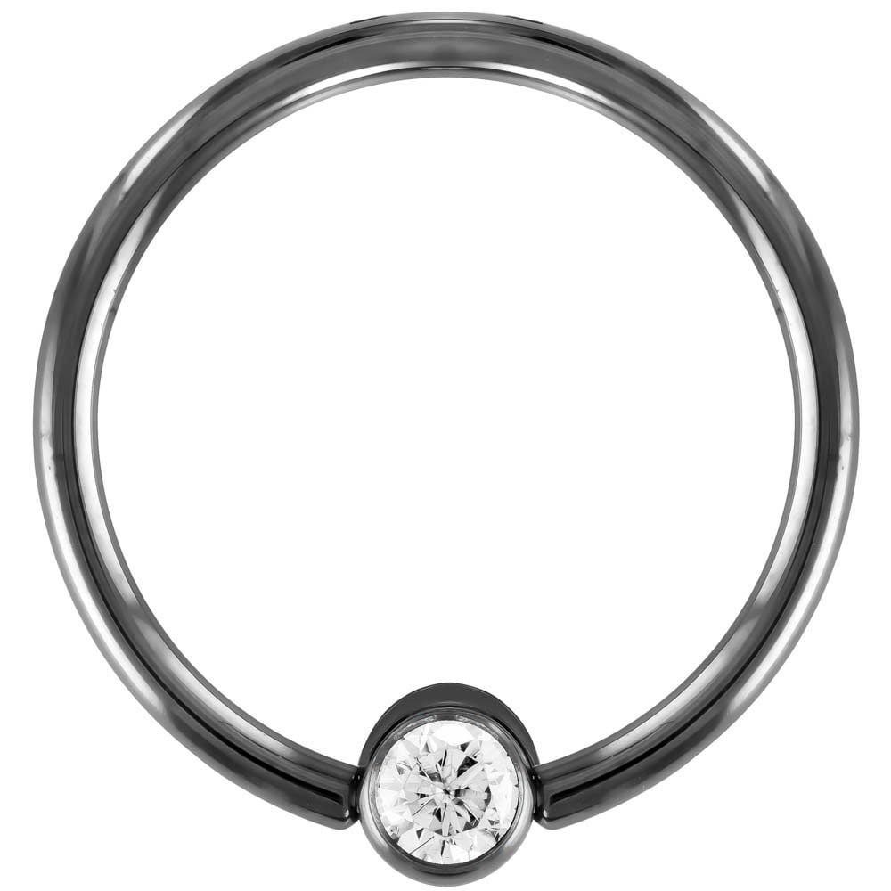 18G 7//16 Dark Blue Cubic Zirconia Round 14K Yellow Gold Captive Bead Ring