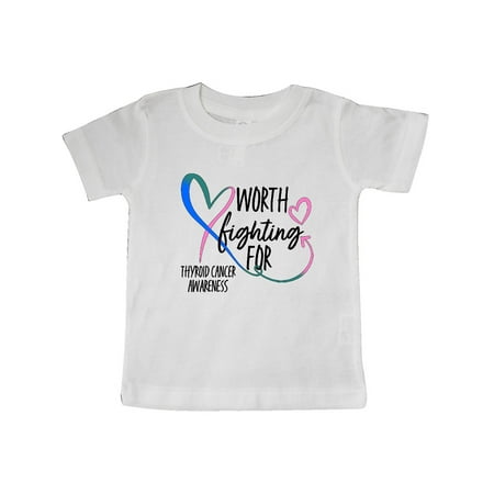 

Inktastic Thyroid Cancer Awareness Pink Blue Teal Heart Ribbon Gift Baby Boy or Baby Girl T-Shirt