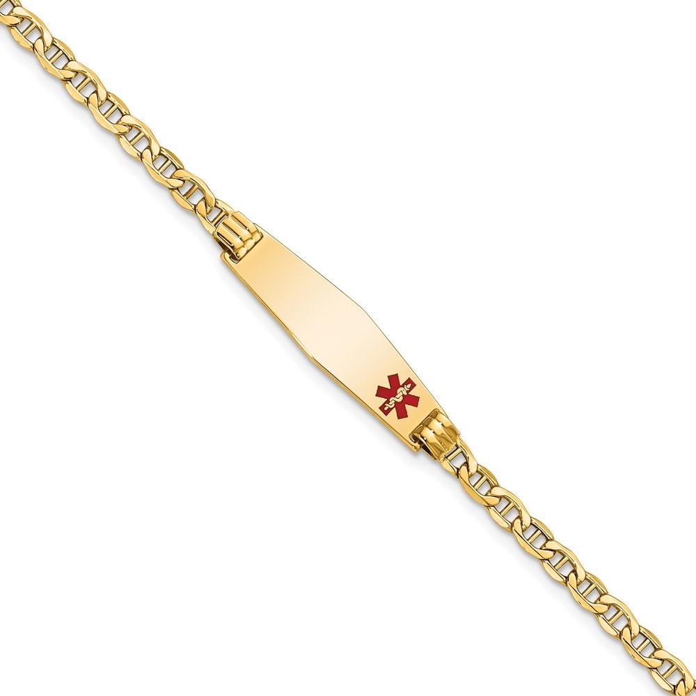 Auriga 14K Yellow Gold Semi-Solid Soft Anchor Id Bracelet 8 inch for Women(L- 8inch, W- 7.5mm)