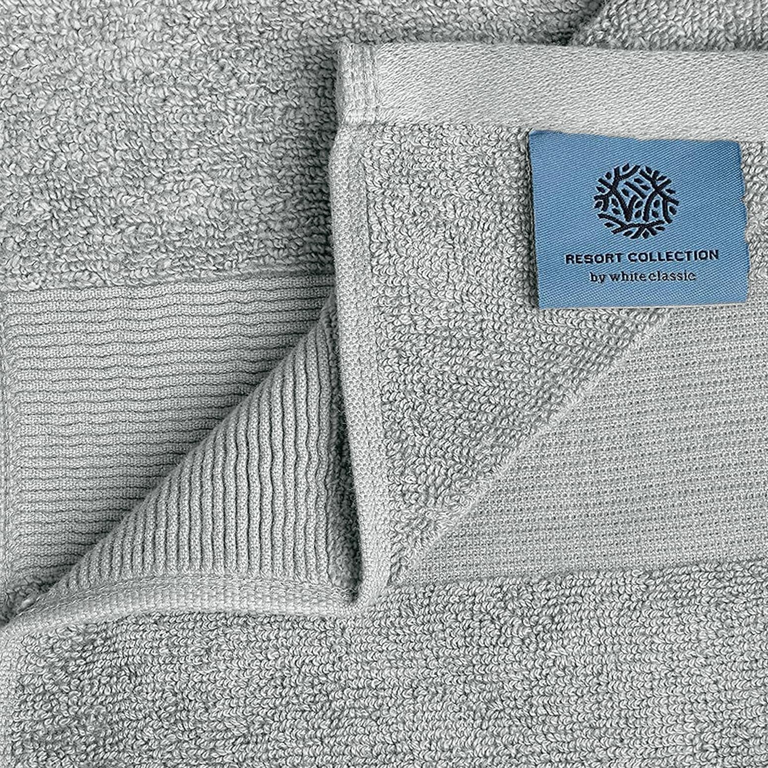 White Classic Resort Collection Soft Washcloth Face & Body Towel Set | 12x12 Luxury Hotel Plush & Absorbent Cotton Washclothes [12 Pack, Dolphin Grey]