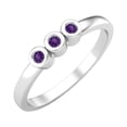 thumbnail image 2 of Tiny Round Shape Amethyst Stackable Women Ring 925 Sterling Silver Delicate Jewelry, 2 of 3