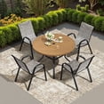 thumbnail image 2 of STARY 5 Pieces Outdoor Dining Set with 1.57" Umbrella Hole, Patio Stackable Dining Textilene Chairs and 41" Iron Round Table for 4 People, Garden, 2 of 7