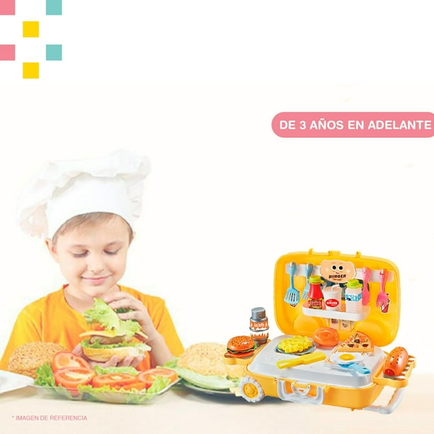 Carrito Maletin Kit Estuche Cocina Hamburguesas Juguete YEI YI