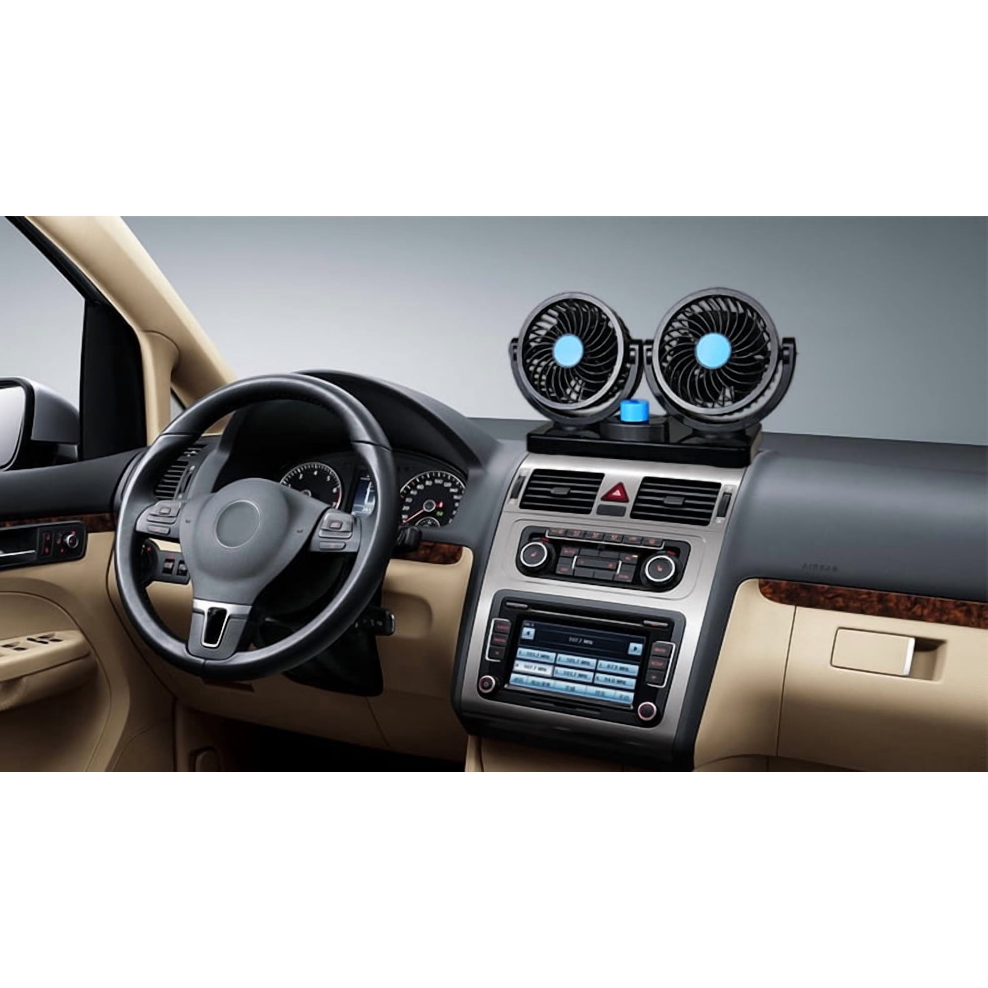 GETAJGHSD Quiet Fan for Car Black Dual Head 360 Degree Rotatable Adjustable Detachable Fan