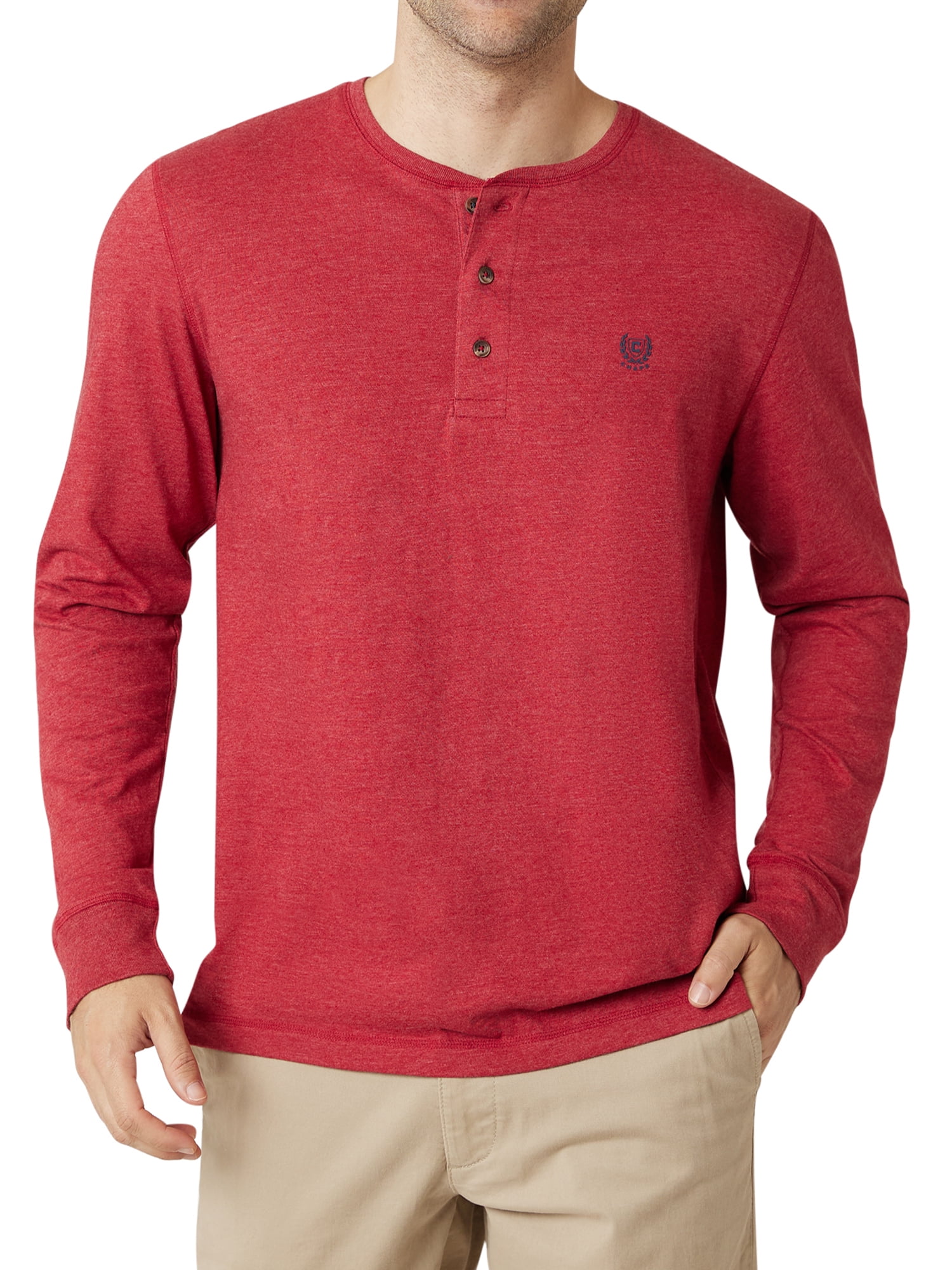 Chaps Men's Long Sleeve Slub Jersey Henley -Sizes XS up to 4XB