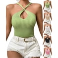 thumbnail image 2 of Women's Halter Wrap Criss Cross Crop Top, 2 of 8