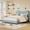 Blue, variant on ChaoLink Full Bed Frame Upholstered Bed Frame with Headboard, Low Profile Platform, Rounded Corners, Wooden Slats, Noise Free, No Box Spring Needed, Pink