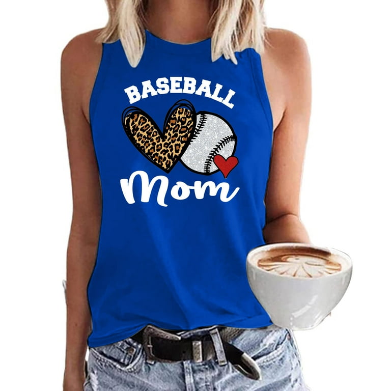 ZQGJB Baseball Mom Tank Top Women Funny Letters Print Baseball