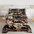 thumbnail image 2 of Erosebridal Cowhide Quilt Brown Highland Cow Print Full Comforter Set,Western Bedding Set Exotic Aztec Duvet Insert,Farmhouse Wild Animals Longhorn Skin Room Decor Cowboys Gifts for Men, 2 of 7