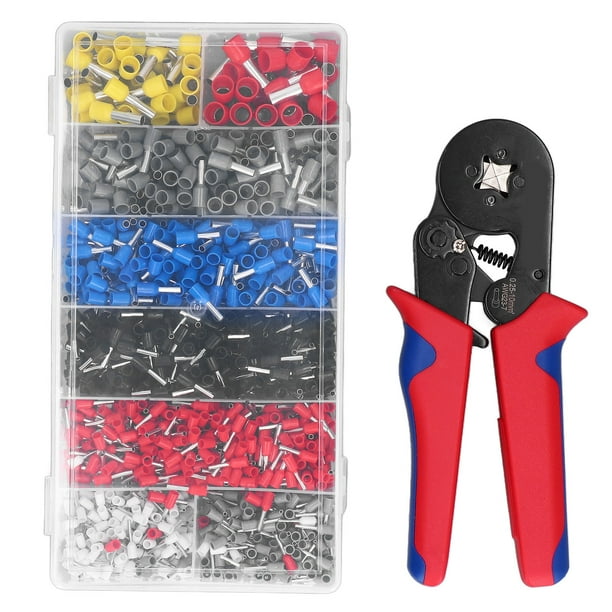 Alicates de crimpado autoajustables con 1200 terminales de casquillo para 0,25-10 mm²