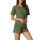 thumbnail image 4 of Conjuntos de lounge INSPIRE CHIC para mujeres, camiseta de waffle con pantalones cortos, ropa de estar en casa, sudaderas jogger con bolsillos, verde ejército, 4 of 6