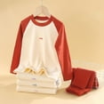 thumbnail image 4 of ATOGUTA Girls Thermal Underwear Set 2 Piece Fleece Top and Long Johns Base Layer Set Size 1T-14, Red, 4 of 5
